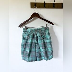 Vintage Union Bay Plaid Denim Shorts